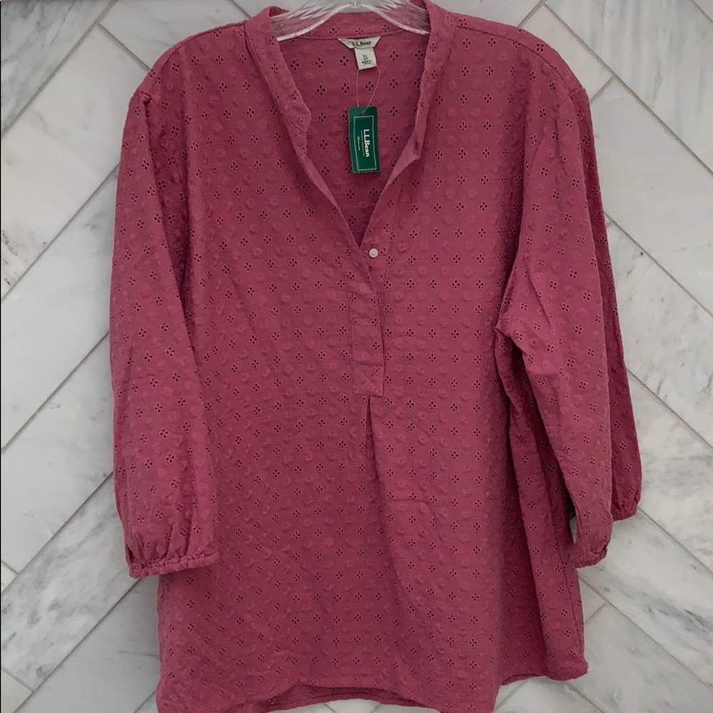 NWT LL Bean Eyelet Tunic style shirt